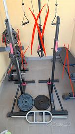 Set Palestra Domyos: Rack + 2 Bilancieri + 20kg