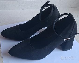 Scarpe Donna Nere 38 con Tacco Largo - Cinturino