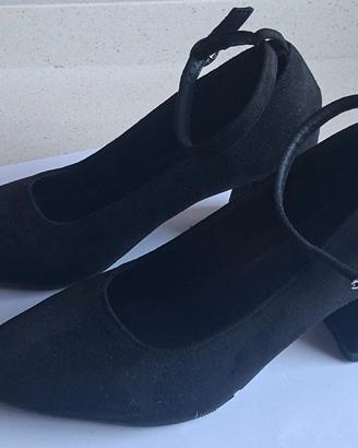 Scarpe Donna Nere 38 con Tacco Largo - Cinturino