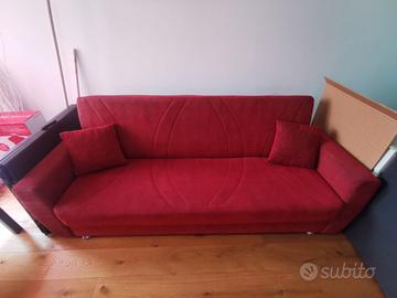 Divano letto 3 posti rosso bordeaux