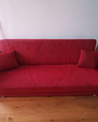 Divano letto 3 posti rosso bordeaux