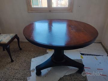 tavolo tondo stile impero inglese con 4 sedie