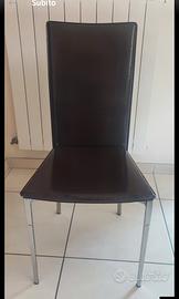Sedie Calligaris in cuoio marrone testa di moro