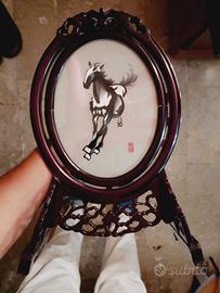 ricamo su seta di Suzhou cavallo con cornice girev