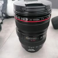 Canon 6D con flash microfono e obbiettivi
