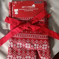 Set da cucina con grembiule, strofinaccio guantone