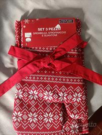 Set da cucina con grembiule, strofinaccio guantone