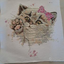 quadro tela ricamata a punto croce misura 44 x44