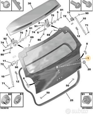 Vetro lunotto posteriore Peugeot 108