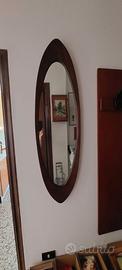 Specchio da parete scandinavo in teak, anni '60