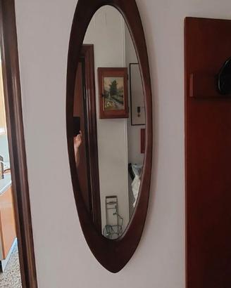 Specchio da parete scandinavo in teak, anni '60