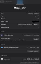 MacBook Air M2 8GB RAM 512GB SSD Con Apple Care