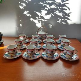 Set 12 tazzine con piattini e zuccheriera cinese 