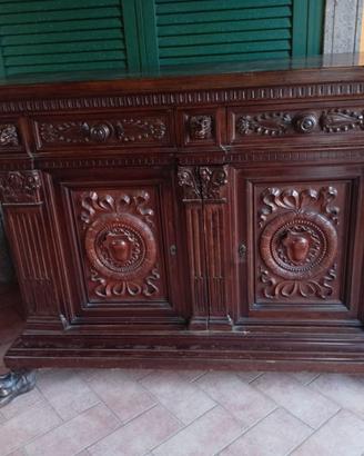 CREDENZA RINASCIMENTALE-FINE '800-NOCE-INTARSI