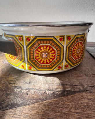 Pentola Smaltata Bianca Vintage