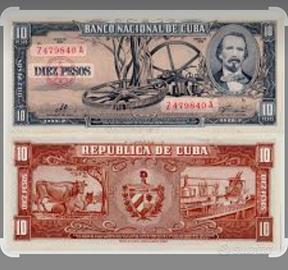 banconota da 10 pesos cubana 1958 rarissima