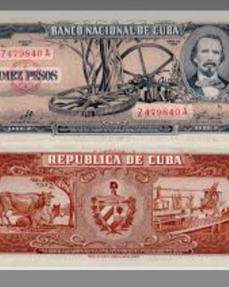 banconota da 10 pesos cubana 1958 rarissima
