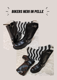 Stivali Biker Pelle Nera Puntale Ferro | Tg. 42 43