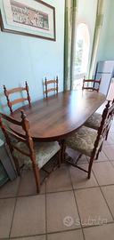 TAVOLO IN LEGNO OVALE con 6 SEDIE TESSUTO NUOVO