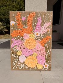 Quadro moderno floreale con rilievo - Pezzo unico