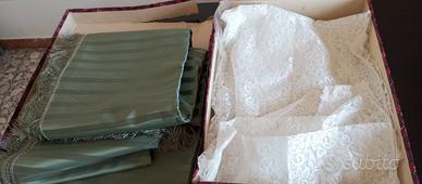 tende tessuto verde e pizzo