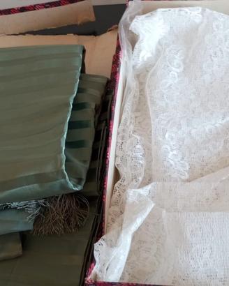 tende tessuto verde e pizzo