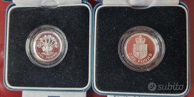 1 Sterlina Pound Argento 925 UK  FDC 2 monete
