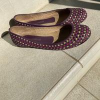 Ballerina viola con intarsi in pelle
