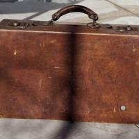 Valigia vintage retrò cuoio vera pelle 40x26x12cm