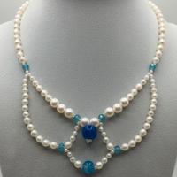 Collana Vintage Perle Gemme Agata Blu Elegante