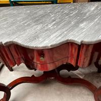 Consolle + comodino d’epoca con piano in marmo
