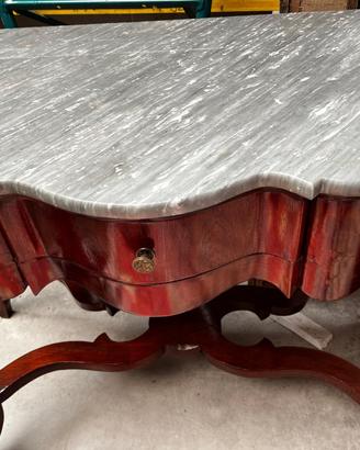 Consolle + comodino d’epoca con piano in marmo