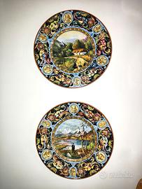 Coppia Grandi Piatti da Muro in Maiolica - CCM Fae