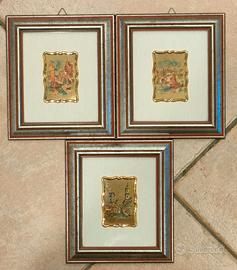 Tris quadretti Vintage decorativi soggetto fluvial