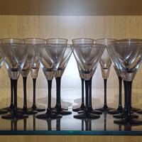 Set 36 bicchieri di cristallo con gambo nero