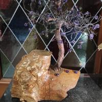 albero in rame antico su base scultura in legno 