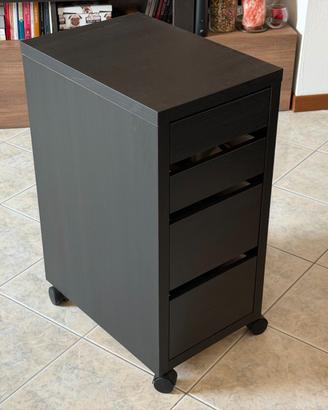 Cassettiera con schedario MICKE IKEA, marrone-nero