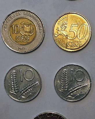 Lotto monete d'epoca gettoni e valuta estera