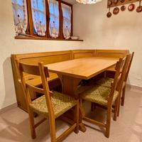 Tavolo in rovere massello con cassapanca e 3 sedie