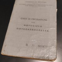 Rara carta di circolazione per motociclo