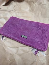Pochette pieghevole Coccinelle in vera pelle viola