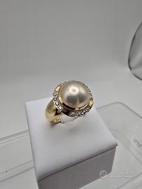 Anello in Oro Diamanti e Perla