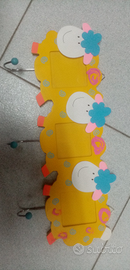 Appendino in legno cameretta 3 ganci e portafoto