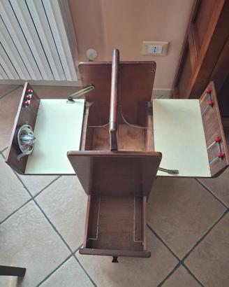 Mobile bar vintage pieghevole anni 50/60 in legno