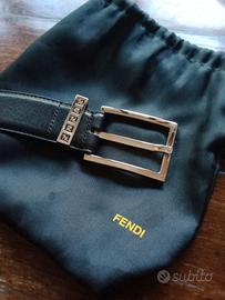 Cintura pelle nera Fendi