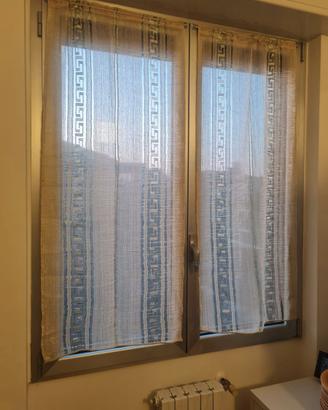 4 tende beige con greca verde 145x60