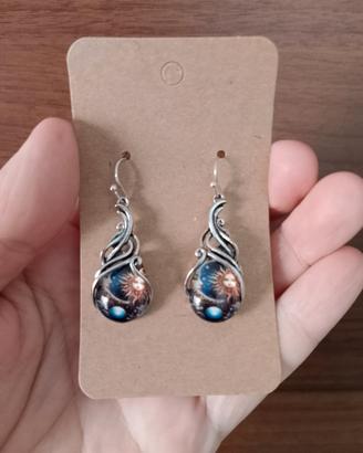 Orecchini Sole e Luna pendenti stile boho
