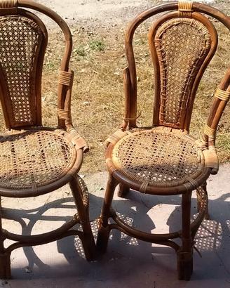 Lotto 2 sedie bamboo rattan da restaurare  1980 90