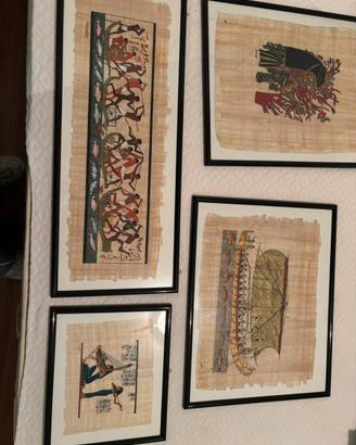 Set 5 quadri egizi su papiro