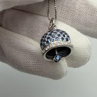 Ciondolo oro bianco 18 kt zaffiri e diamanti